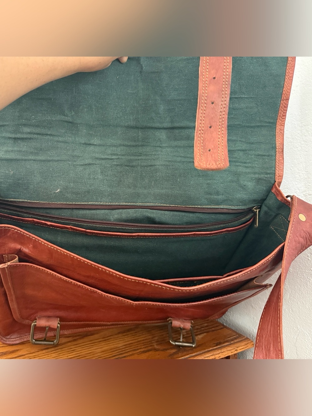 Vintage Leather Messenger Bag - Picture 2 of 4